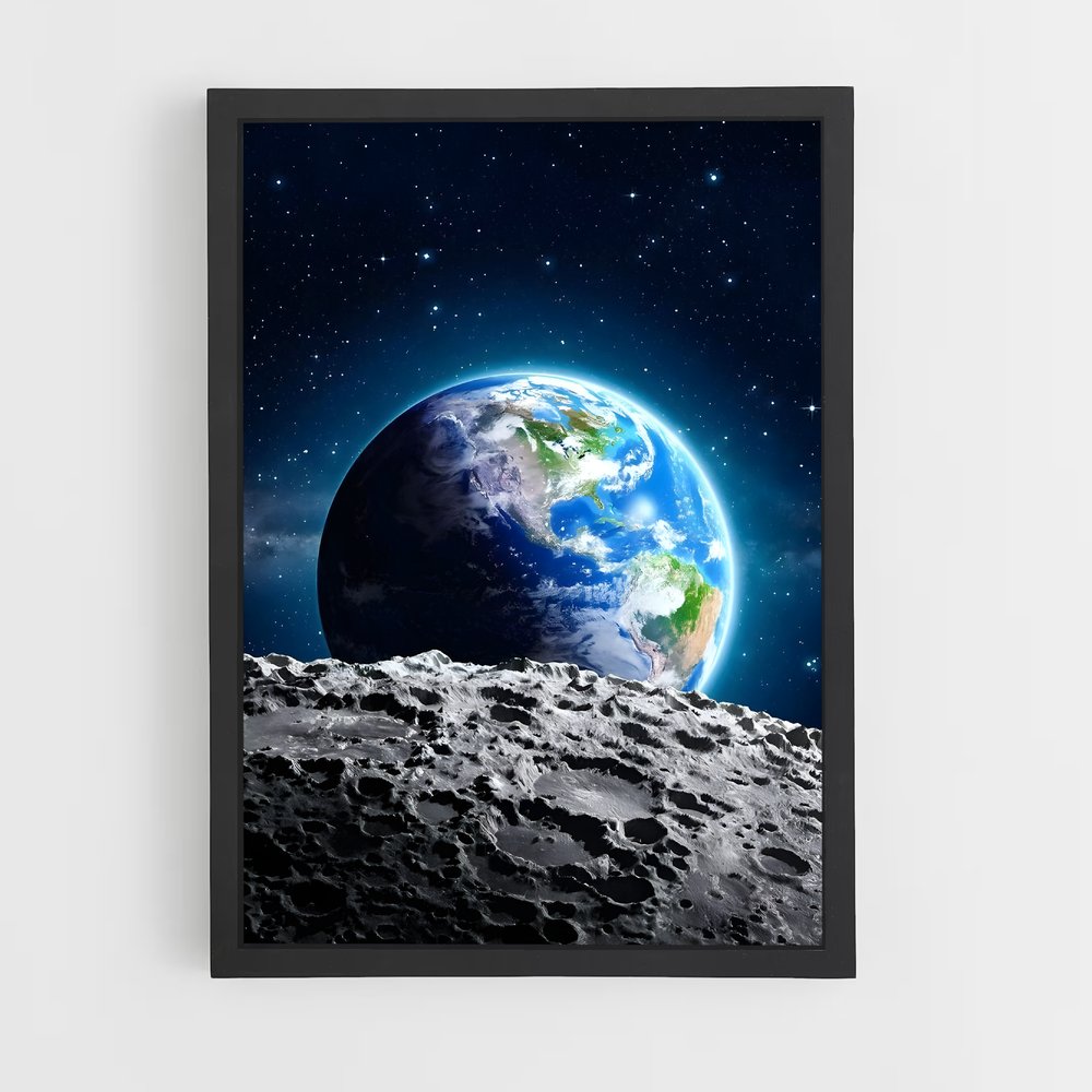 Poster Terre de la Lune – affiche Système solaire (vue 2)